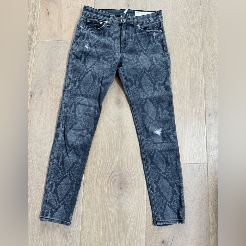 Rag And Bone Snake Print Skinny Jeans Size 24